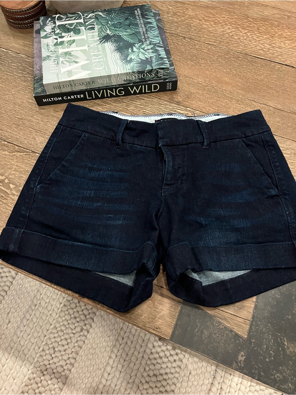 Dear John Dark Blue Cuffed Denim Shorts